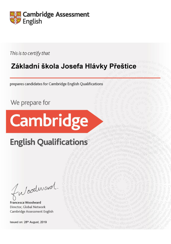 Certifikát Cambridge